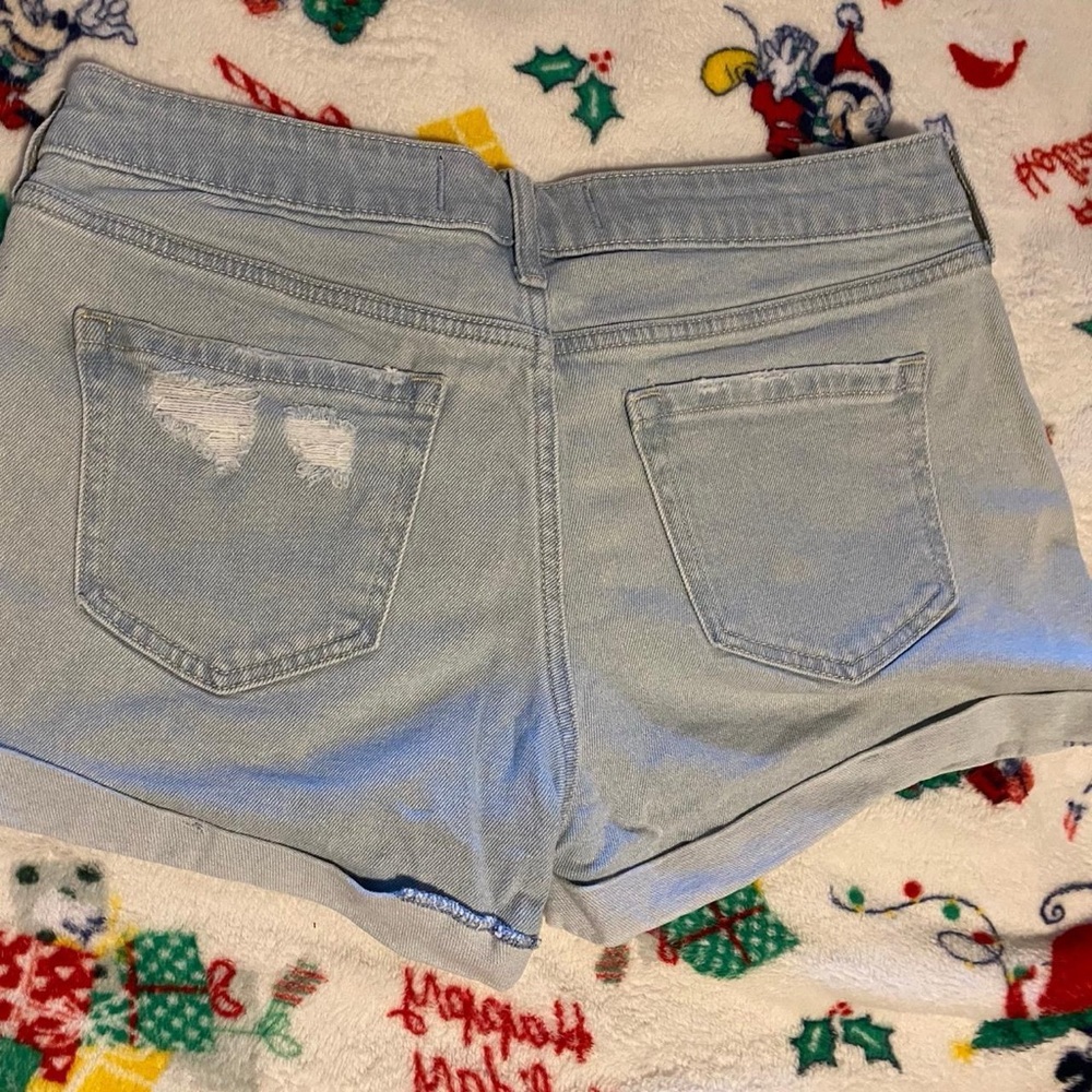 Hollister Light Wash Distressed Rolled-Hem Denim Shorts - Picture 2 of 3